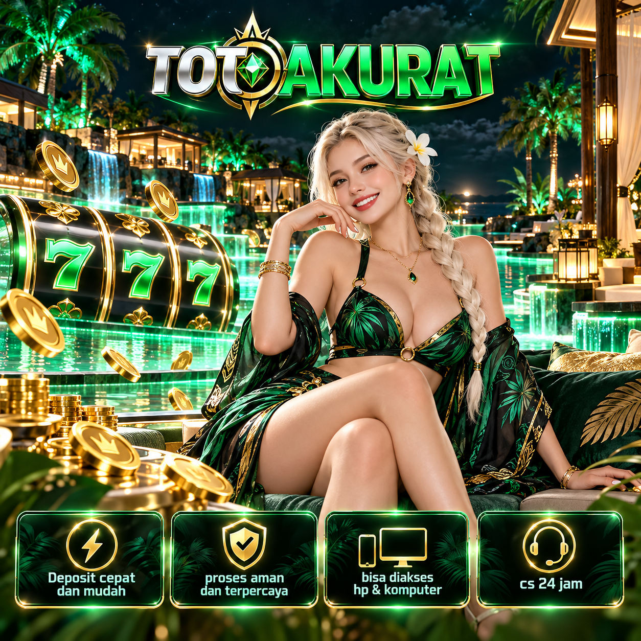 Banner TOTOAKURAT BARU bergaya hijau dan emas